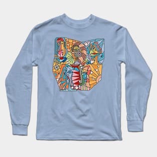 Cubist  Style Lady Faces Long Sleeve T-Shirt